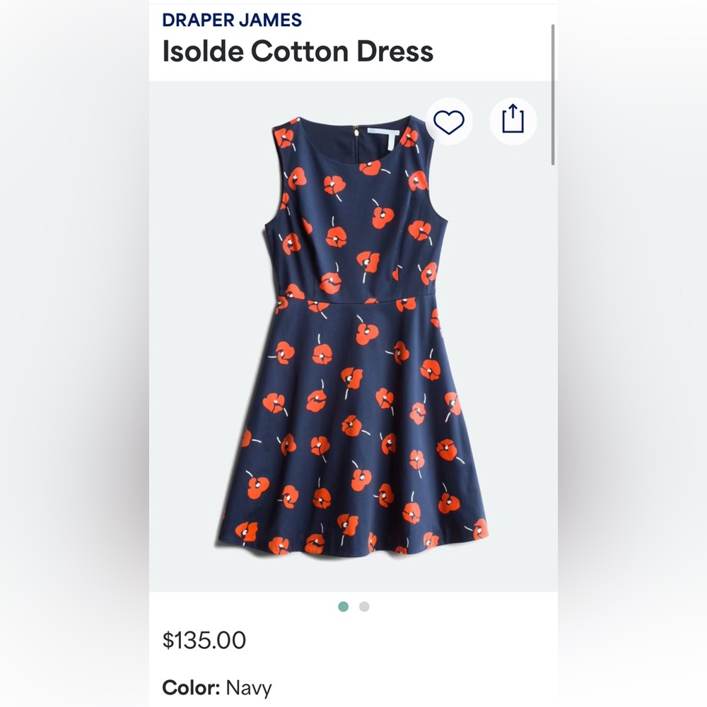 Draper James Navy Dress with Red Floral Pattern